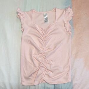 Nordstrom Girls Pink Ruffled Top Size Large 10/12 Used